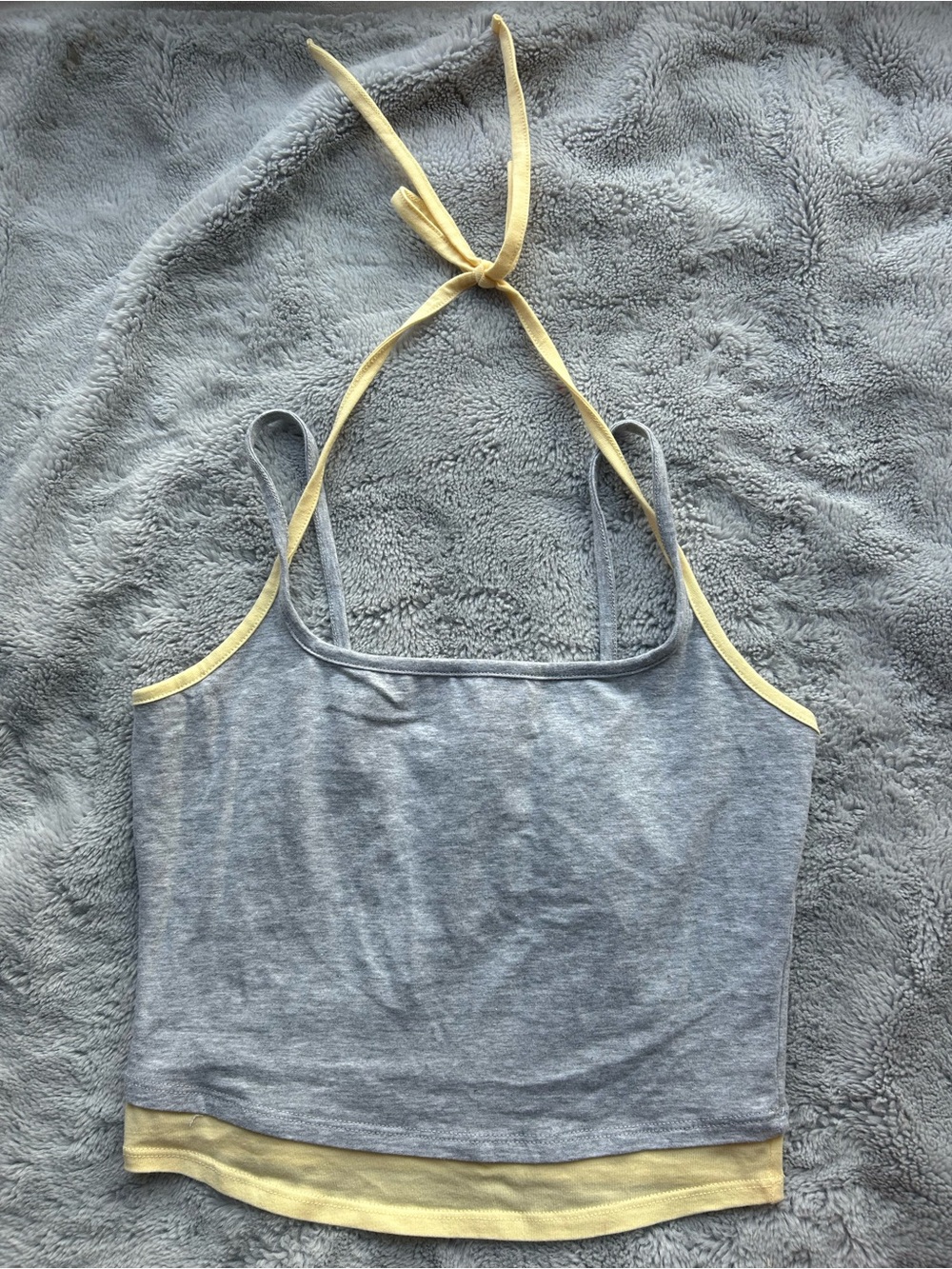 Bozzolo Gray Tank Top with Yellow Trim